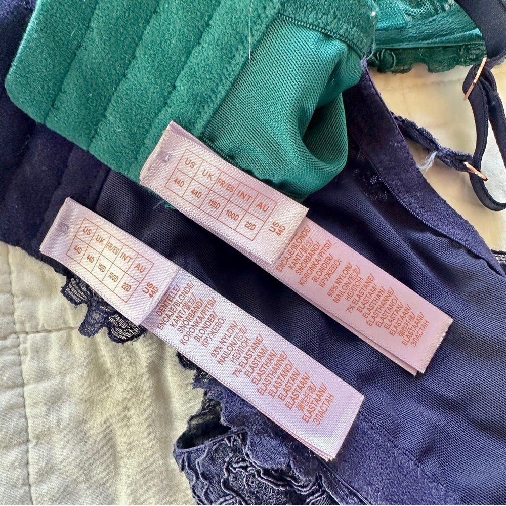 Savage X Fenty Romantic Corded Lace Unlined Balconette Bra Bundle 44D - Picture 3 of 3